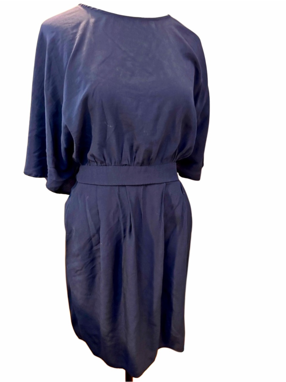 Apricot Navy Blue Shift Dress UK 16 / Women’s XL 3/4 Sleeve Keyhole Back NWT